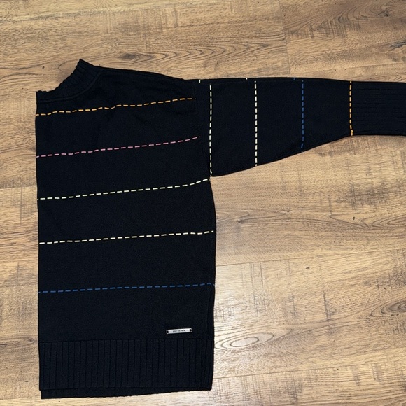 PEACE LOVE WORLD Black Sweater with Multicolor Stripes - Picture 6 of 9